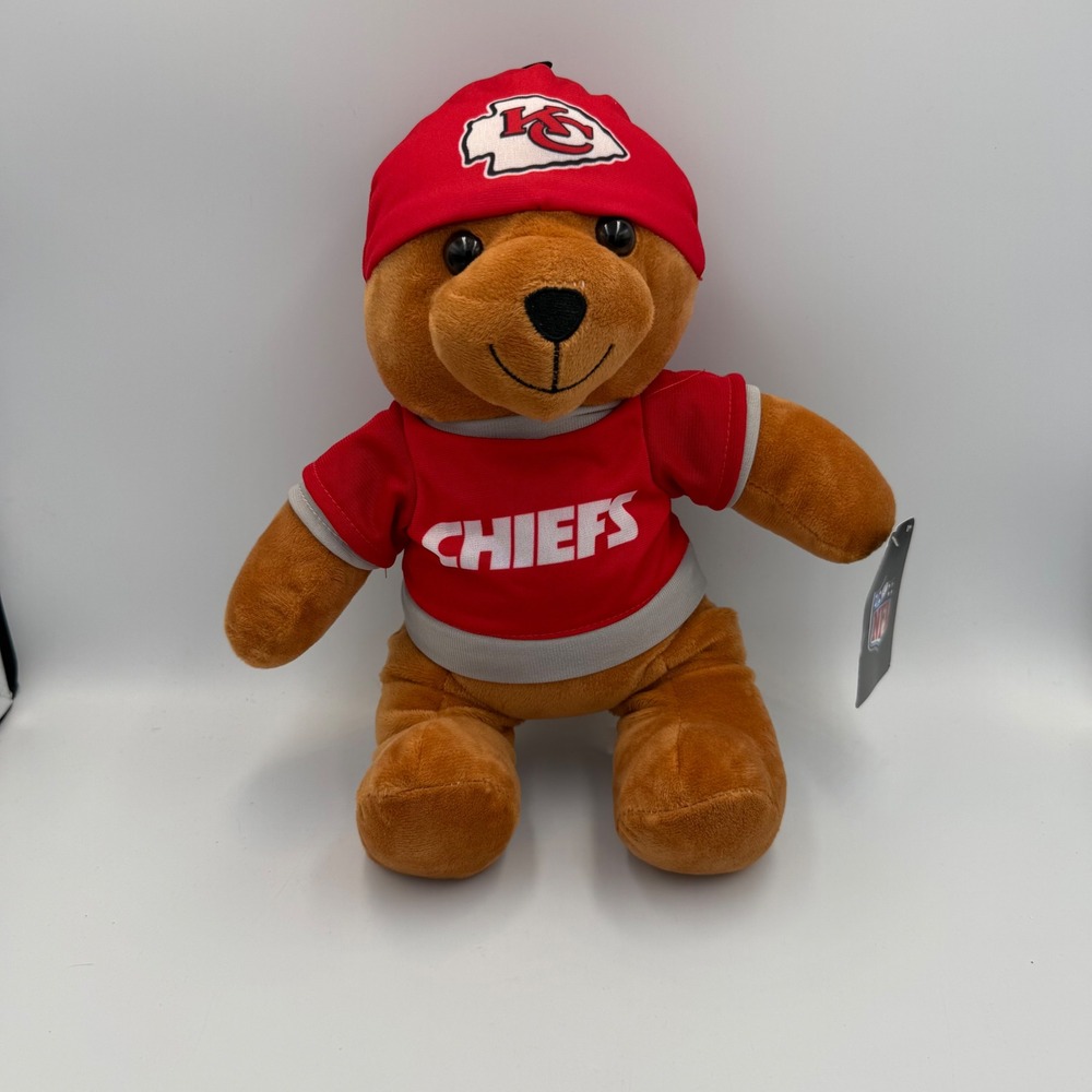 Kansas City Chiefs NFL Plush Teddy Bear Good Stuff Red Jersey Beanie 11 inch NWT